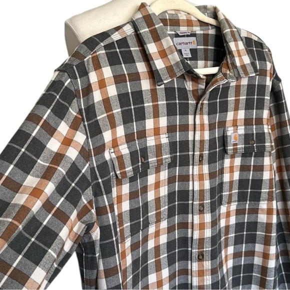 CARHARTT Hubbard Original Fit Plaid Flannel Shirt Heavy Work Wear Casual Size XL - Picture 5 of 14